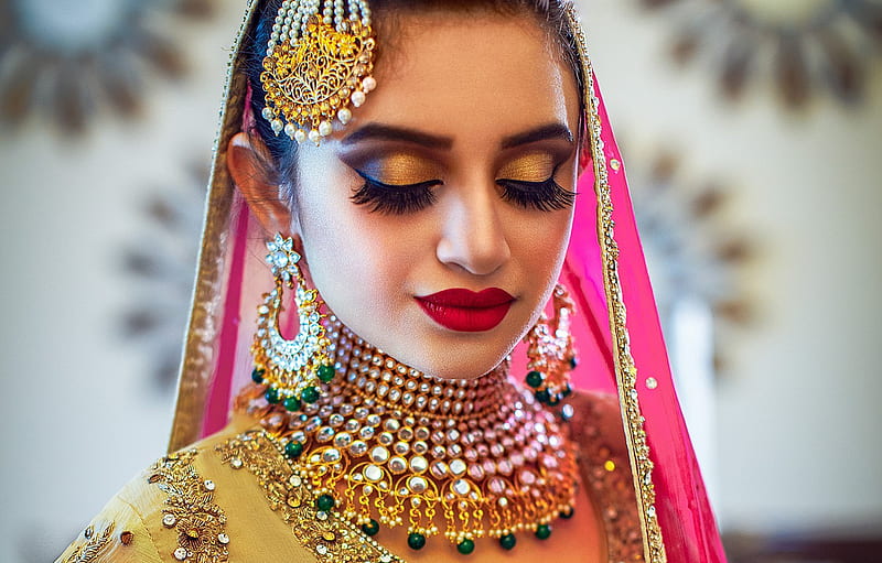 girl, fashion, eyes, smile, beautiful, model, pretty, lips, face, hair, pose, indian, makeup, ear rings, Jewelery for , section стиль, HD wallpaper