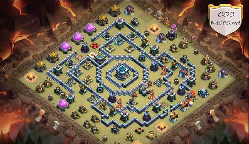 COC Th13 trophy layouts, coc bases, coc th13 base, clash of clans, clash of clans bases, HD wallpaper