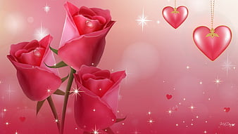 Roses Most Beautiful, stars, flowers, glow, rose, spring, roses, corazones,  sparkle, HD wallpaper | Peakpx