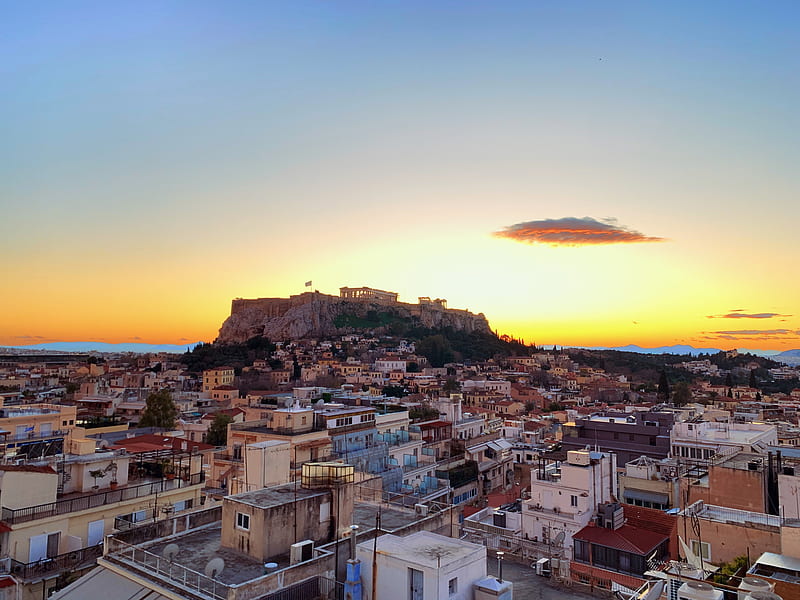 city, architecture, buildings, athens, greece, HD wallpaper