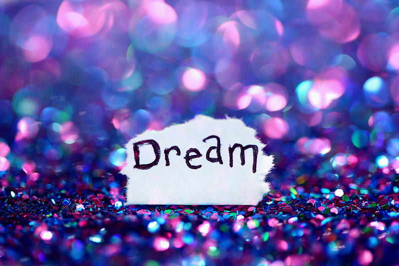 Dream signage surrounded sequins, HD wallpaper