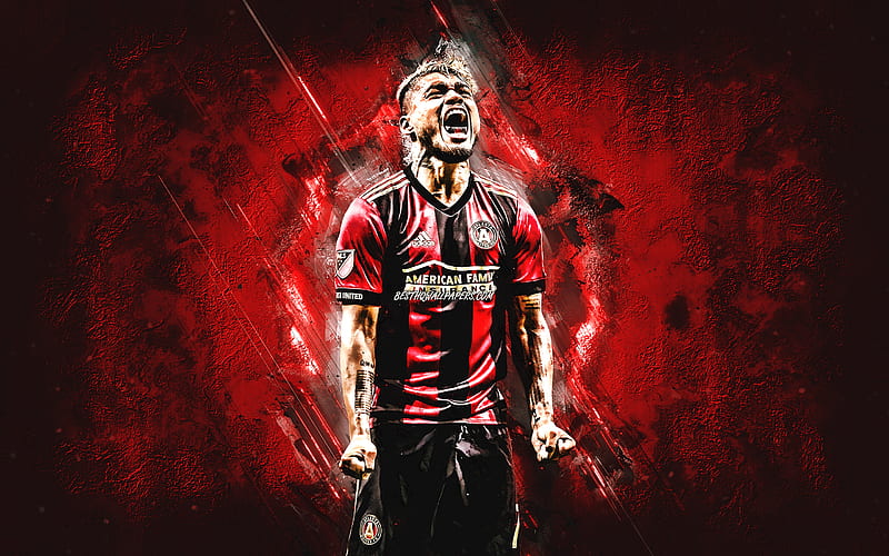 Josef Martinez, Atlanta United FC, MLS, Venezuelan soccer player, soccer, Major League Soccer, red stone background, HD wallpaper