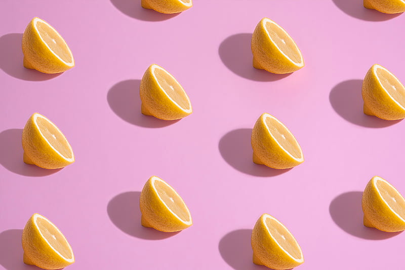lemon, citrus, slices, pattern, HD wallpaper
