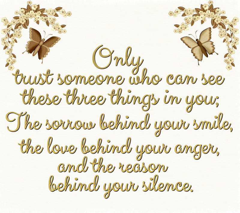 Only, silence, smile, sorrow, text quote, trust, HD wallpaper