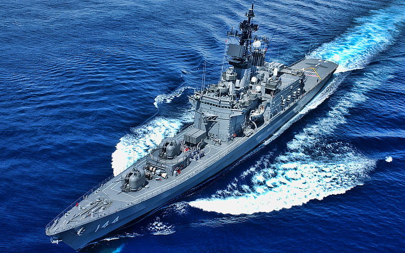 JDS Kurama, DDH-144, destroyers, artwork, Shirane-class destroyers, Japanese Navy, warships, Kurama, HD wallpaper