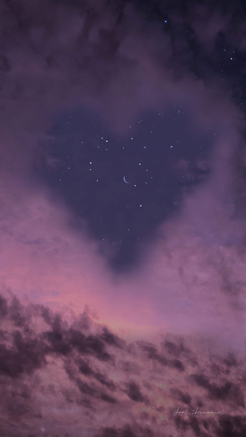 Love Is In The Air, Aesthetic, Cosmic, Heart, Love, Moon, Purple, Sky,  Space, Hd Phone Wallpaper | Peakpx