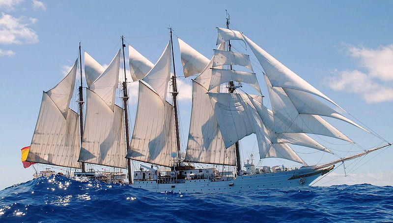 Schooner on the High Seas, Boat, White, Schooner, Seas, HD wallpaper