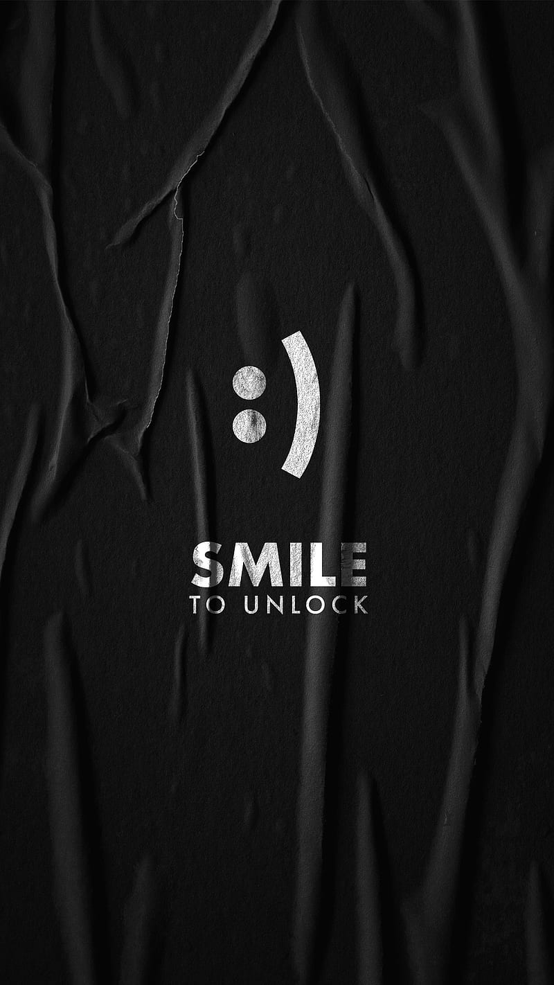 Smile unlock, background, black, dark, elegant, funny, iCreate™, lock, lock screen, minimal, minimalistic, paper, text, texture, HD phone wallpaper