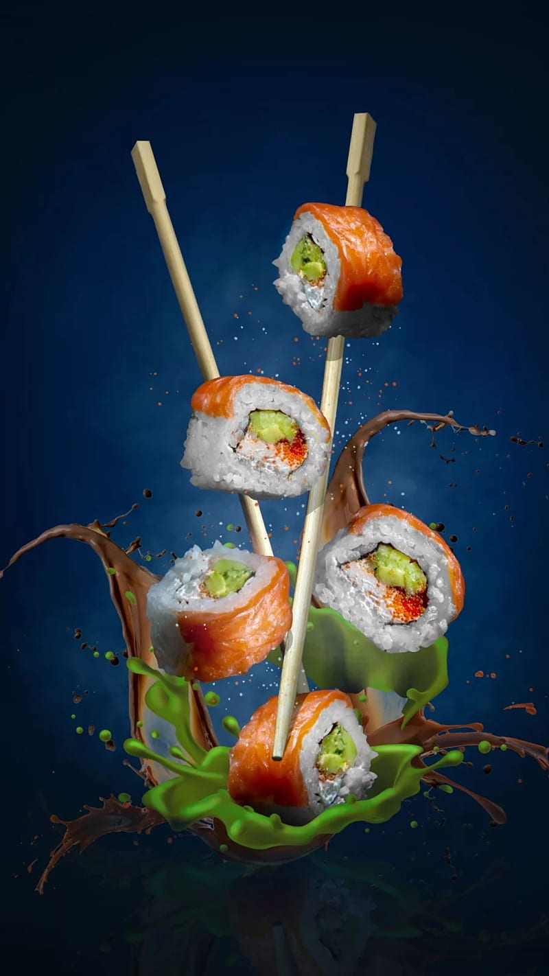 HD wallpaper plate of sushi rolls sticks salad Japanese cuisine ginger   Wallpaper Flare