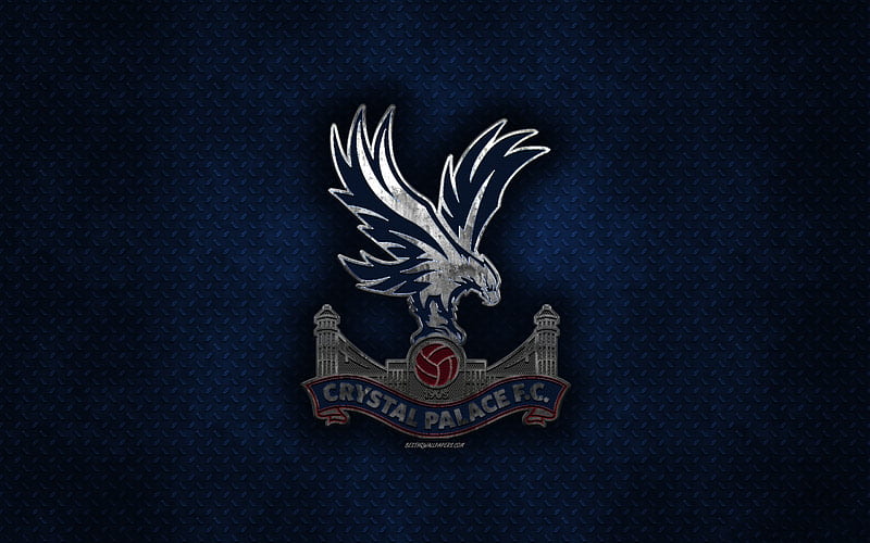 Crystal Palace FC, English football club, blue metal texture, metal logo, emblem, London, England, Premier League, creative art, football, HD wallpaper