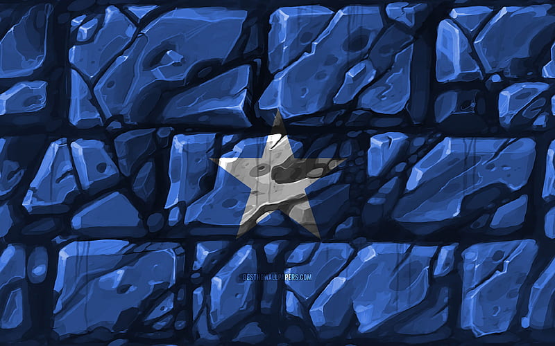 Somalia flag, brickwall African countries, national symbols, Flag of Somalia, creative, Somalia, Africa, Somalia 3D flag, HD wallpaper