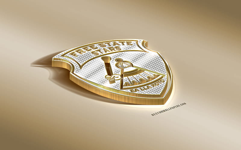 State Stars FC, South African Football Club, Golden Silver logo, Bethlehem, South Africa, ABSA Premiership, Premier League, 3d golden emblem, creative 3d art, football, HD wallpaper