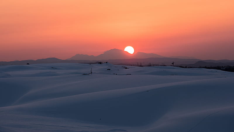 Tottori Snow Sunset, HD wallpaper