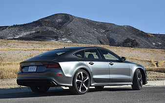 Audi RS7, 2017, rear view, gray metallic a7, sports version, tuning, German cars, Audi, HD wallpaper