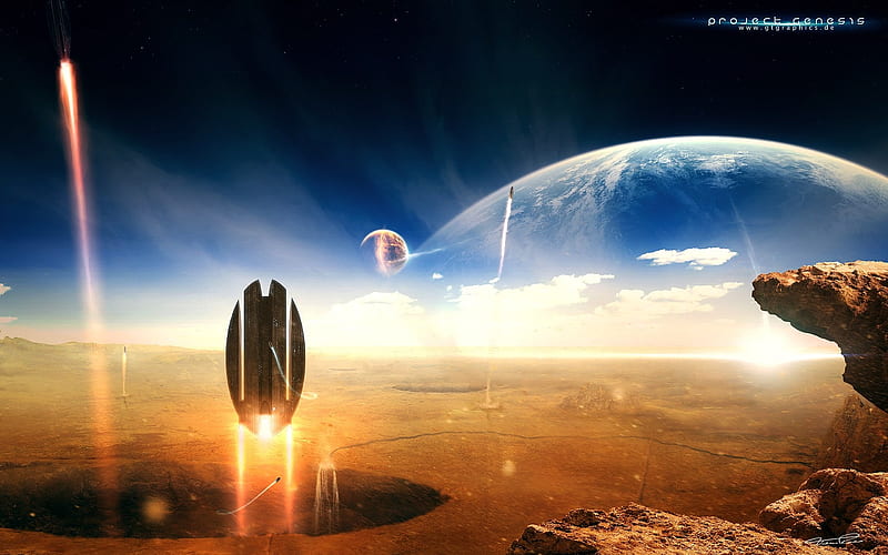 Sci-fi Space Art-Genesis missile of the planet, HD wallpaper
