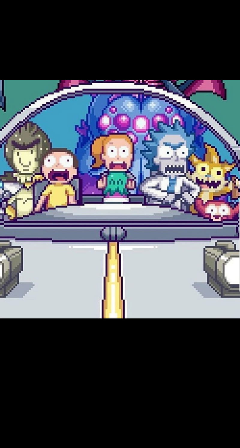Pixel Rick and Morty, awesome, cartoon, cute, geek, pixel, rick and morty, wubba lubba dub dub, HD phone wallpaper