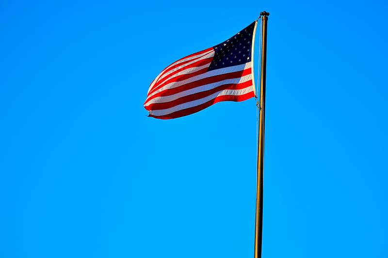 Blue Sky Glory, american flag, red white and blue, blue sky, old glory, HD wallpaper