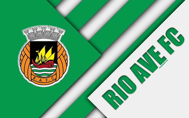 Rio Ave FC, Portuguese football club, green abstraction logo, material design, Primeira Liga, Vila do Condi, Portugal, football, Premier League, HD wallpaper