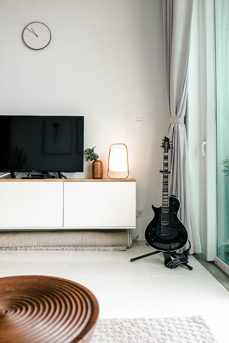 interior, decor, guitar, comfort, HD phone wallpaper