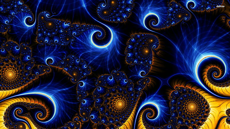 Blue Yellow Artistic Fractal Abstract, HD wallpaper