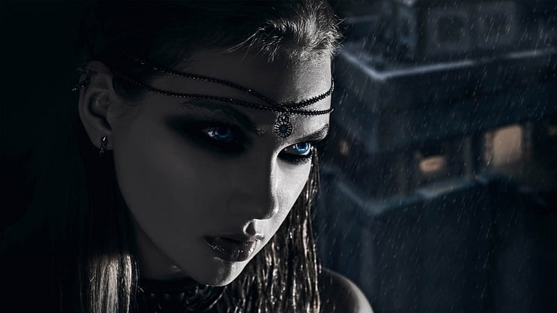 Chica gótica, fantasía, chica, gótico, juego, negro, cara, mujer, ojos  azules, Fondo de pantalla HD | Peakpx