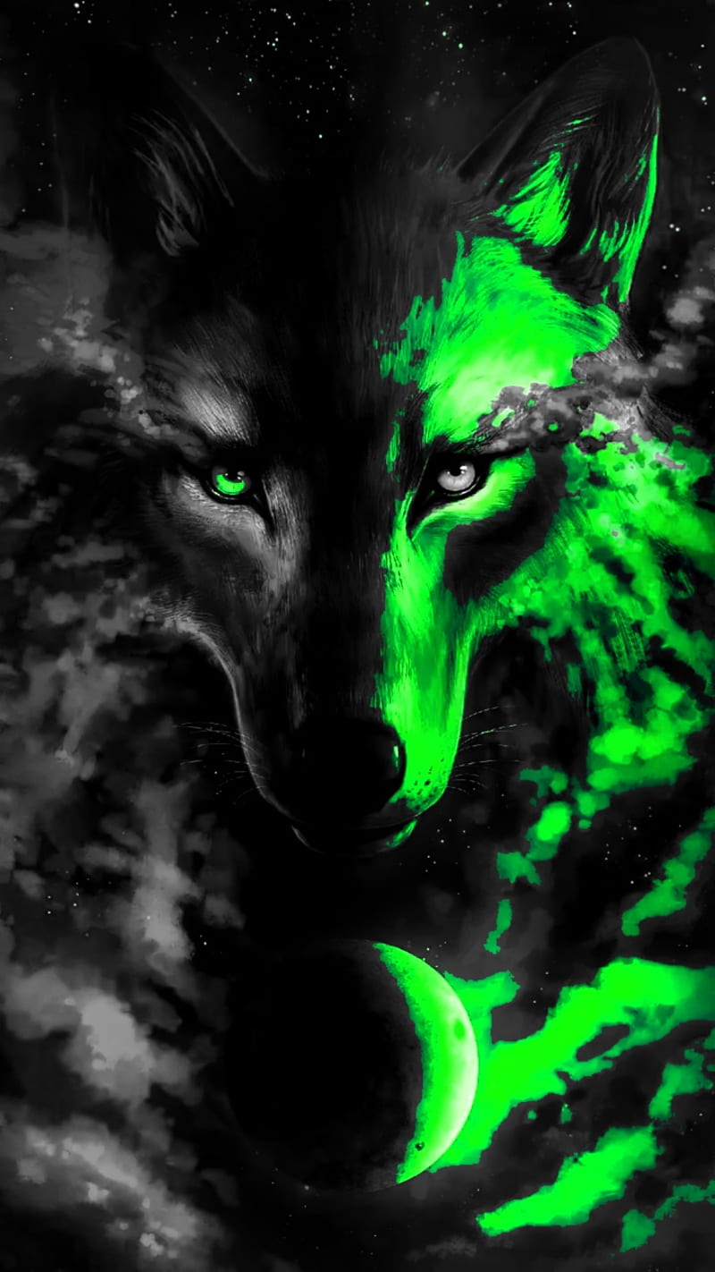 black and green wolf