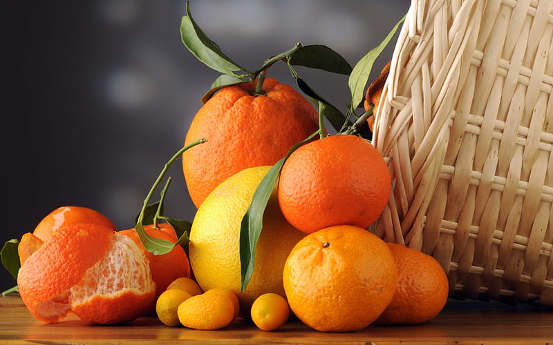 Fruits, tangerines, citrus fruits, oranges, HD wallpaper