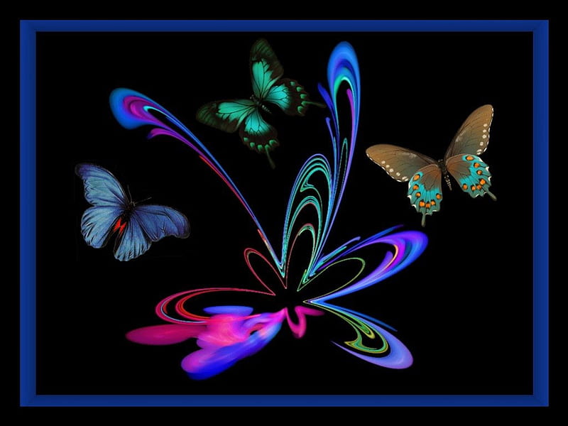*Colors Flapping Wings*, pretty, colorful, wings, lovely, colors, love four seasons, bonito, butterflies, creative pre-made, cute, flying, fractal art, butterfly designs, HD wallpaper