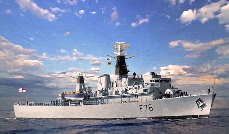 WORLD OF WARSHIPS HMS MERMAID F 76 PATROL FRIGATE, hull design dsame as Type 61 and 41, mk 16 twin 4 inch seen below bridge, starboard quarter shown, sold tp Royal Malaian Navy, HD wallpaper