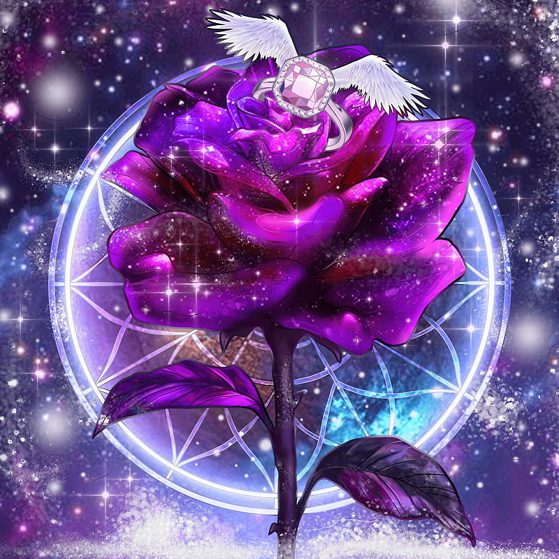 Galaxy Rose, neon, rose, HD phone wallpaper