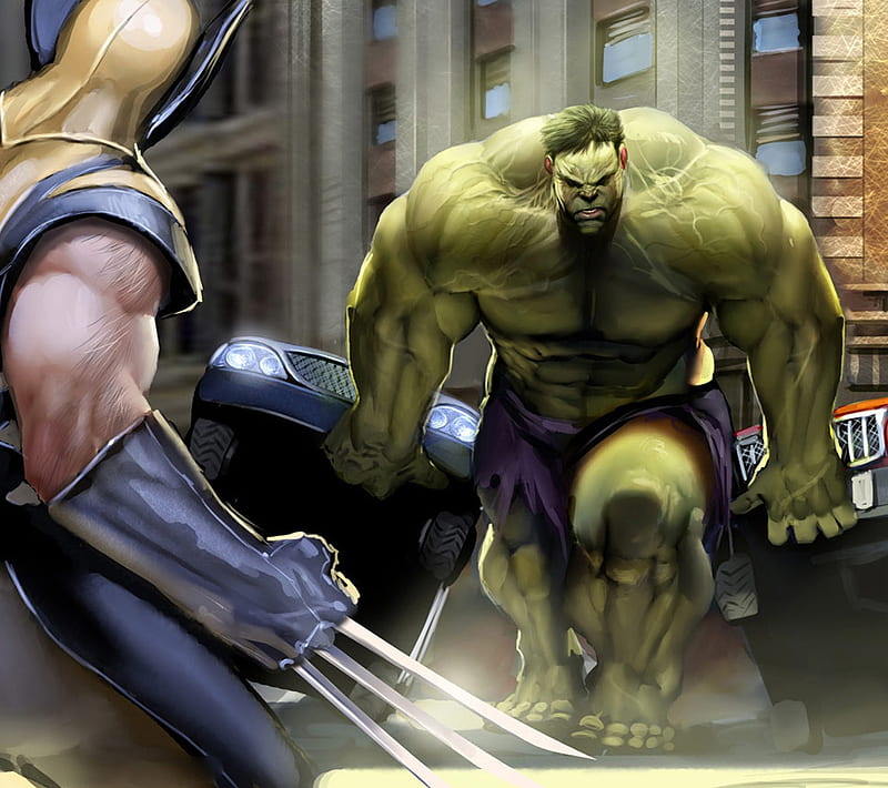 Wolverine vs Hulk, avengers, comins, geek, marvel, nerd, xmen, HD wallpaper