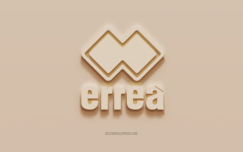 Errea logo, brown plaster background, Errea 3d logo, brands, Errea emblem, 3d art, Errea, HD wallpaper