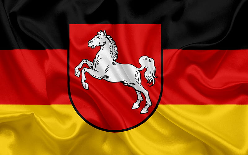 Flag of Lower Saxony, Land of Germany, flags of German Lands, Lower Saxony, States of Germany, silk flag, Federal Republic of Germany, HD wallpaper