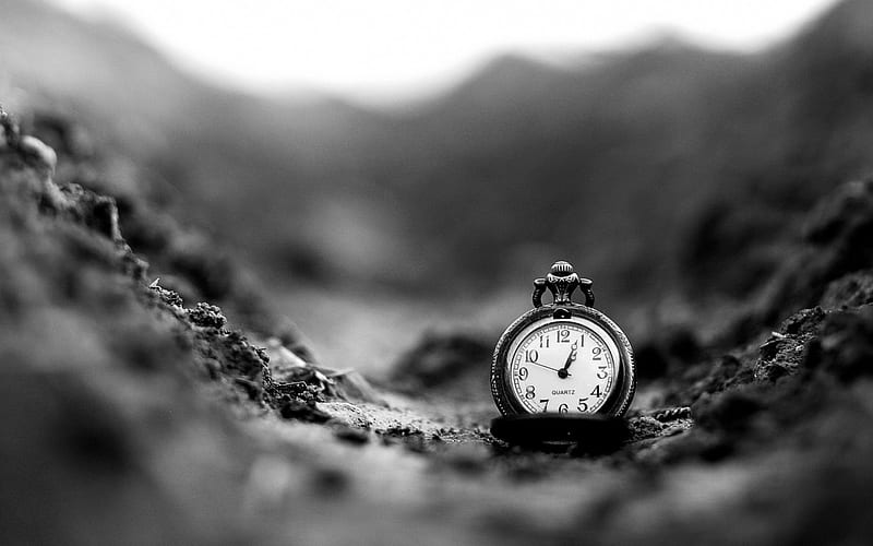 Time, graphy, black and white, beauty, clock, HD wallpaper