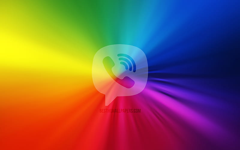 Viberlogo vortex, social networks, rainbow backgrounds, artwork, Viber, HD wallpaper