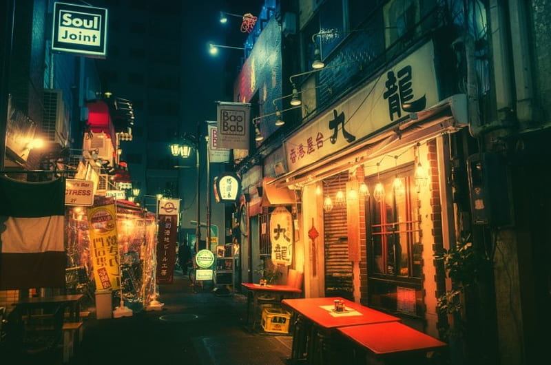 japan, nightlife, street, night, HD wallpaper