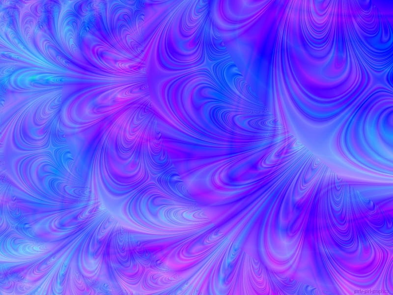 Blue and Purple Haze, purple, fractal, fractals, swirls, blue, HD wallpaper