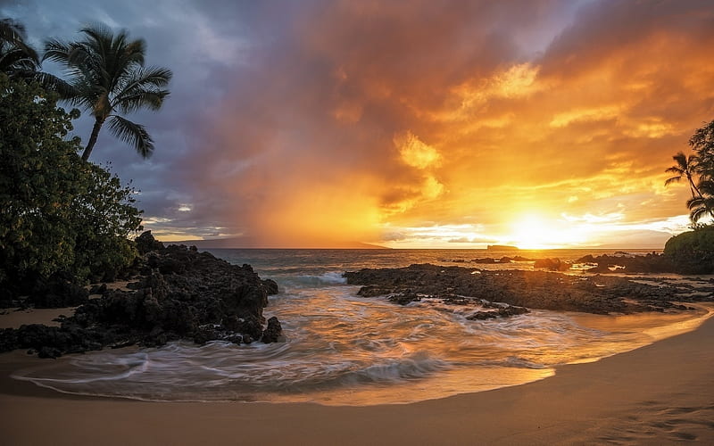 Coastal Sunset, Ocean, Coast, Nature, Sunset, HD wallpaper | Peakpx