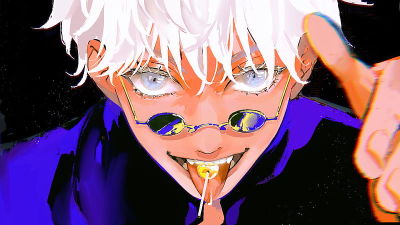 Anime, Jujutsu Kaisen, Satoru Gojo, White Hair, Blue Eyes, Boy, Glasses, HD wallpaper