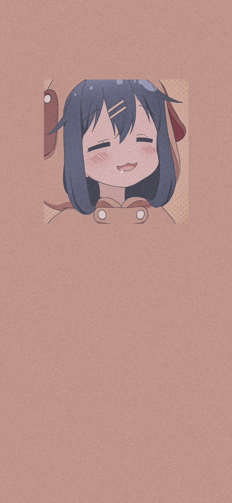 Anime girl, black hair, brown, cute, dog hoodie, hoodie, orange, uwu, HD phone wallpaper