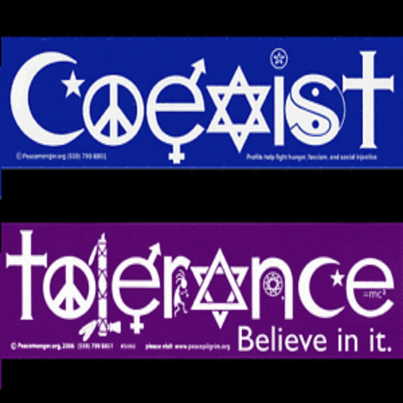 coexist tolerance, blue, love, peace, purple, saying, sayings, HD phone wallpaper
