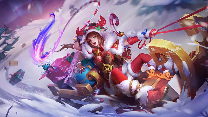 Miya skin NVD RVAMP, 2021, female, marksman, merry christmas, mobile legends, sagitarius, HD wallpaper