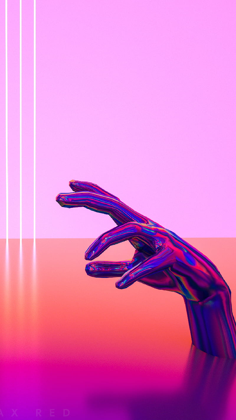 Take Me (Right Side), 3, 3D art, Art, Artsy, Give, Hand, Help Me, Horizon, Lake, Lines, Pax, Pax Red, Pink, Red, Take Me, Take me Home, Water, abstract, couple, gradient, hands, pair, render, rgb, side, sundown, sunset, HD phone wallpaper