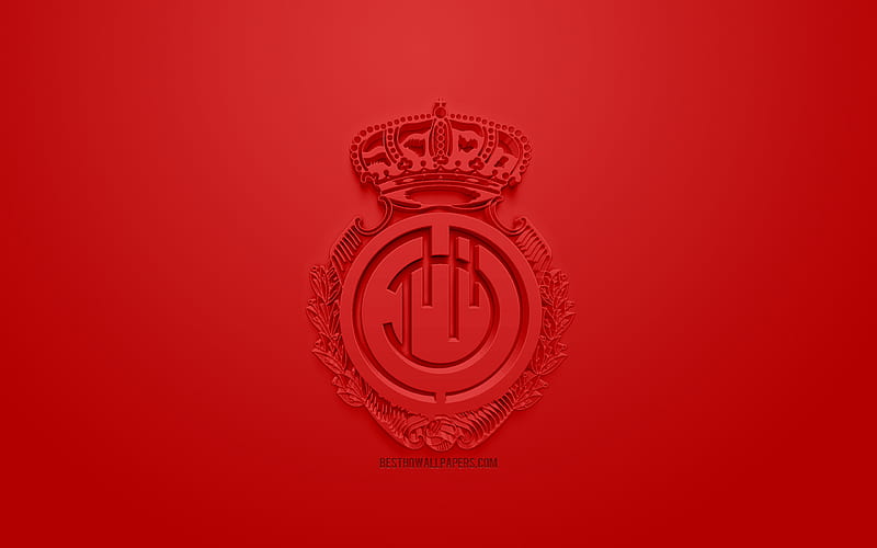 RCD Mallorca, creative 3D logo, red background, 3d emblem, Spanish football club, La Liga 2, Segunda, Palma de Mallorca, Spain, 3d art, football, 3d logo, HD wallpaper