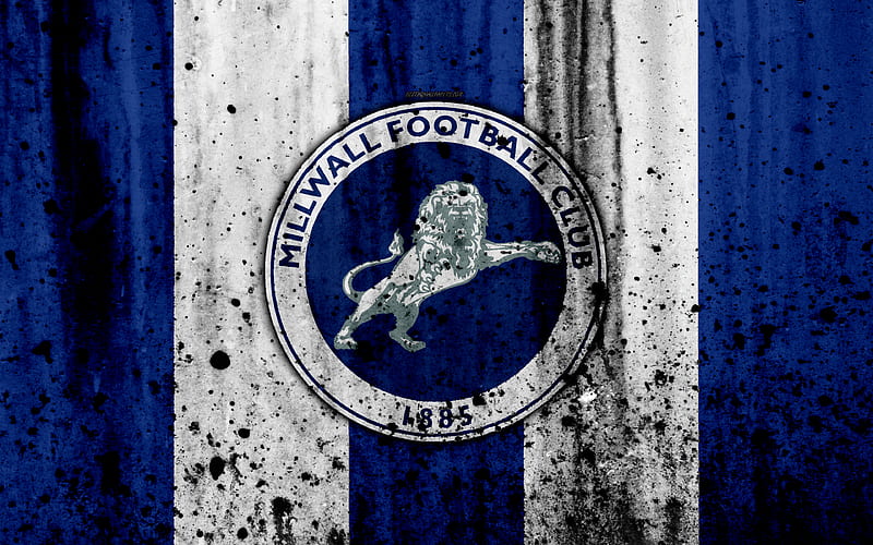 FC Millwall, grunge, EFL Championship, art, soccer, football club, England, Millwall, logo, stone texture, Millwall FC, HD wallpaper
