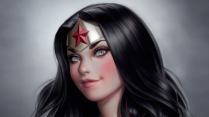 Wonder Woman Red Cheeks, wonder-woman, superheroes, artist, artwork, digital-art, artstation, HD wallpaper