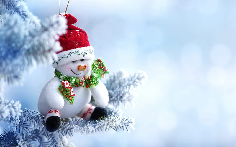 Snowman, winter, snow, Christmas, New Year, plush snowman, HD wallpaper
