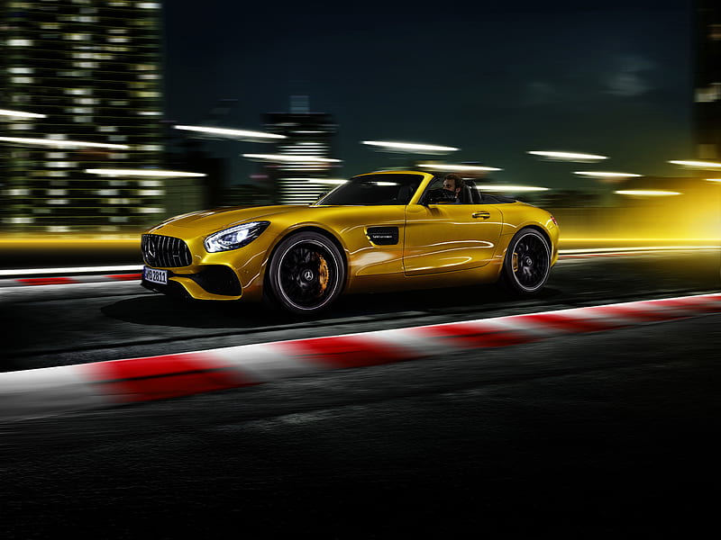 Mercedes AMG GT S Roadster 2018 Side View, mercedes-amg-gt, mercedes, carros, 2018-cars, HD wallpaper