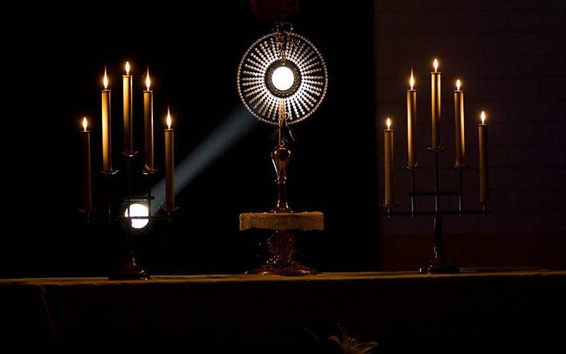 The Most Holy Sacrament, Sacrament, candles, Jesus, Adoration, HD wallpaper