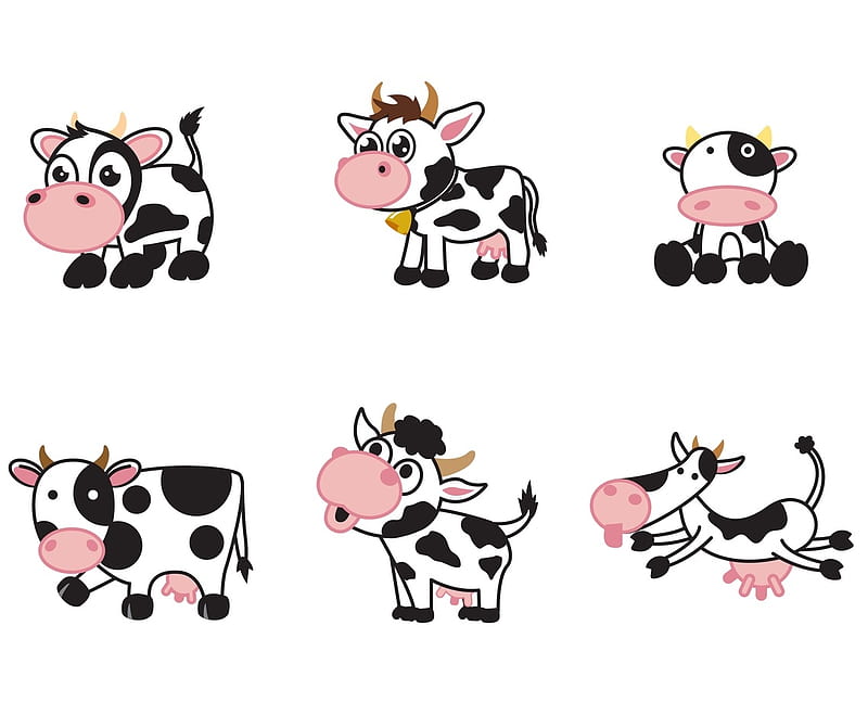 Cows, pattern, cow, black, cute, texture, child, vaca, paper, white, pink, HD wallpaper